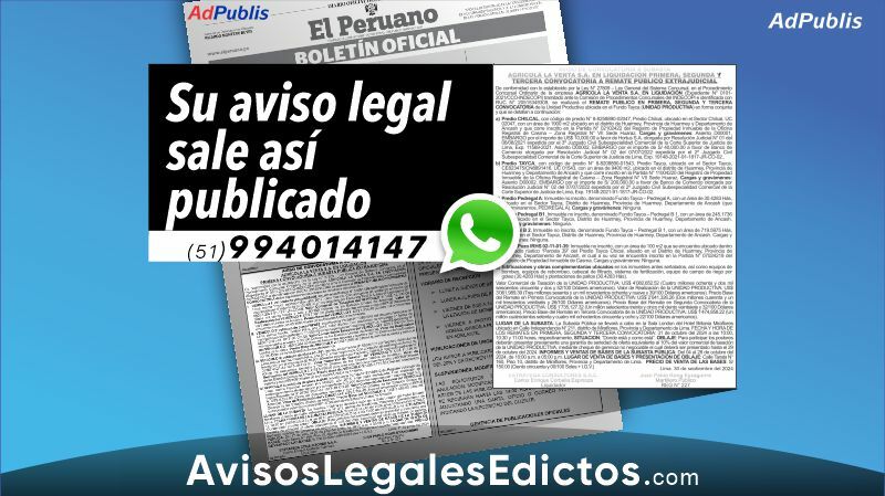 Avisos Legales Edictos asi salen publicados en El Peruano Diarios Lima Provincia mayor circulacion Trome La Razon